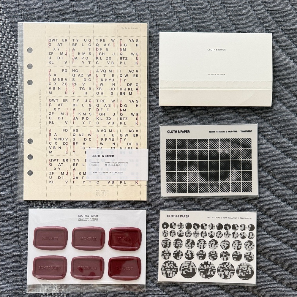 Cloth and Paper March Sub Box Planning Accessories ~ A5 size